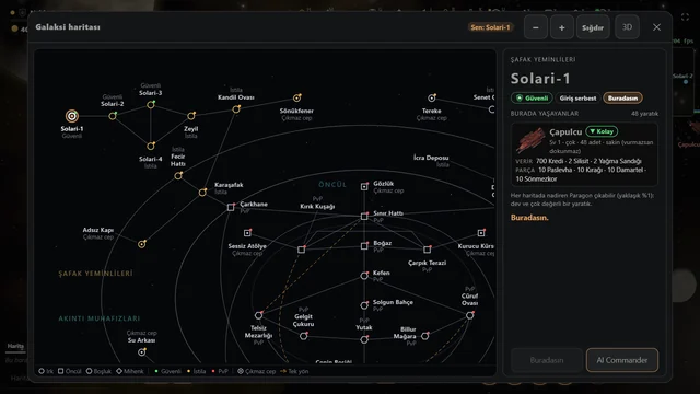 The simplified 2D galaxy map window